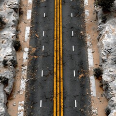 Road markings on asphalt road surface markings