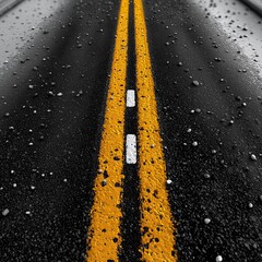 Road markings on asphalt road surface markings