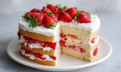 Strawberry Shortcake Layer Cake A stunning twist on classic strawberry shortcake!