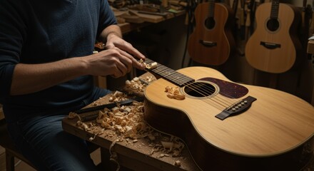 Luthier Crafting Acoustic Guitar Handcrafted Instrument Making