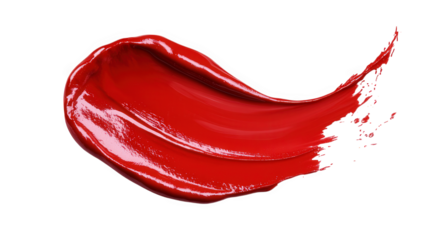 Vibrant Red Lipstick Swatch with Rich Pigment on Transparent Background