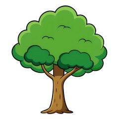 Tree vector illustration isolated on transparent background, PNG file for forest, eco or green themes