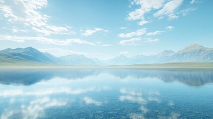 Serene mountain lake landscape.  Tranquil reflection