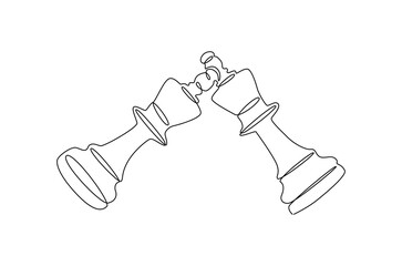 Continuous one line drawing of Chess Day celebrates. Single line drawing illustration of Game of strategy and intellect. International chess day concept vector art. Doodle line illustration.