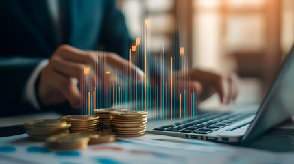 Financial and business professionals and data charts