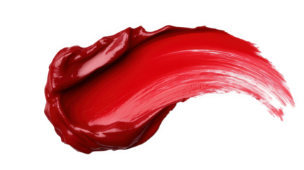 Vibrant Red Lipstick Swatch with Rich Pigment on Transparent Background