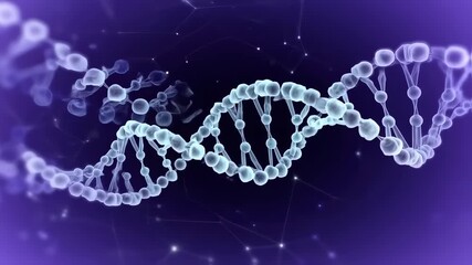 Animation of a rotating DNA strand with plexus connection and digital technology, showcasing - Powered by Adobe