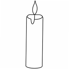 Tall cylindrical candle with dripping wax and flame vector
