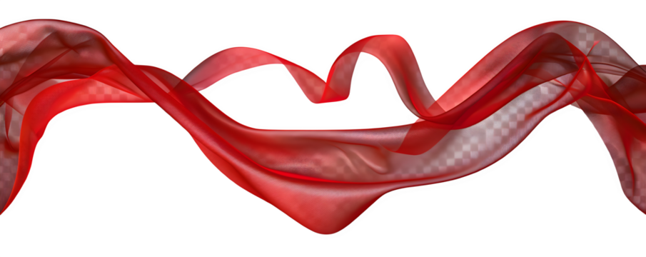 Floating Ribbon Heart Design Featuring Subtle American Flag Fabric Effects isolated to transparent background