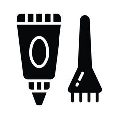 A trendy glyph icon of hair colour tube with brush
