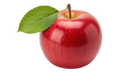 Isolated Red Apple with Leaf
