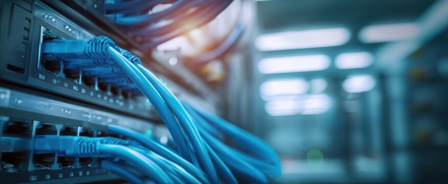 The network cables connecting servers in a modern data center environment.