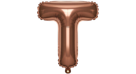 Isolated Letter T Balloon in Bronze
