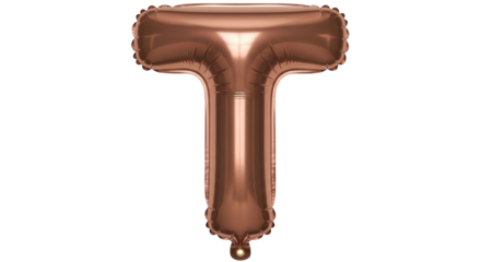Isolated Letter T Balloon in Bronze
