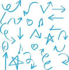 A hand-drawn set of vector arrows, symbols, and doodles, perfect for a grunge design or seamless wallpaper