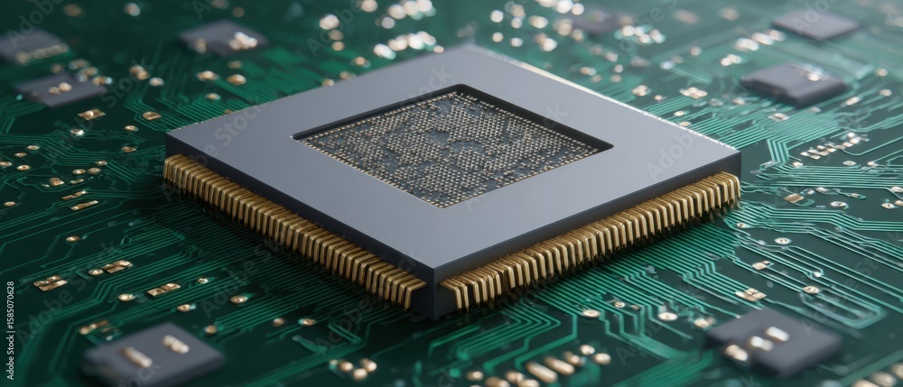 Poster the microchip designed for advanced computing and electronic applications.