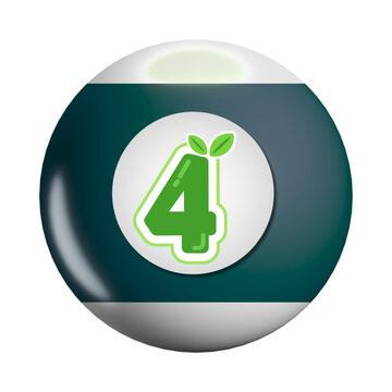 Eco-friendly number four on a billiard ball design.