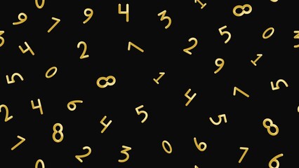 seamless pattern with numbers. Seamless Golden Number Pattern on Black Background. Elegant seamless pattern with scattered golden numbers on black background. 