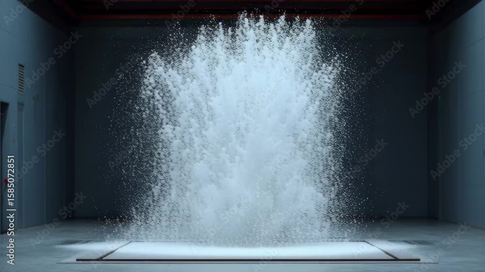 Poster Navier-Stokes particle flow demonstrating mesmerizing explosive powder motion in fluid dynamics.
