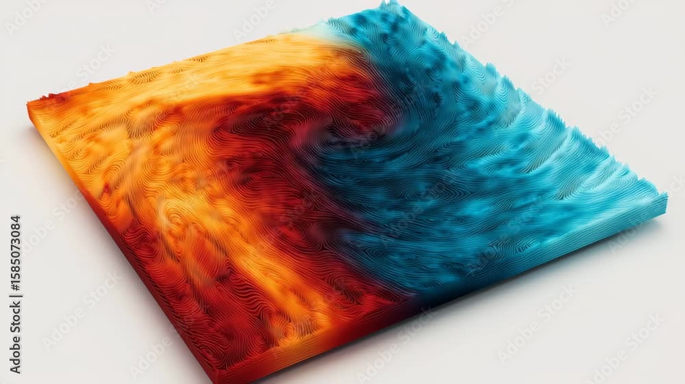 Poster Illustrating the Navier Stokes equations in action through stunning visualizations of fluid dynamics, featuring vibrant colors and abstract patterns.