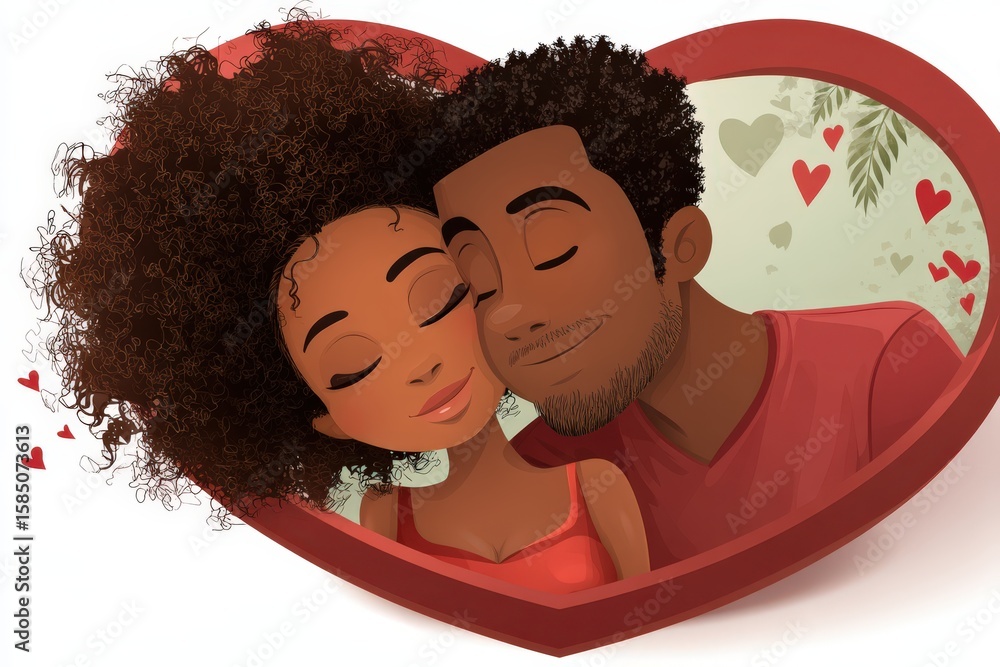 Poster embracing love within a heart-shaped frame illustrating the essence of intimacy joy and connection t