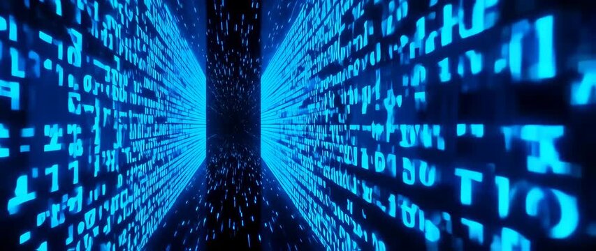 Abstract glowing blue code pattern