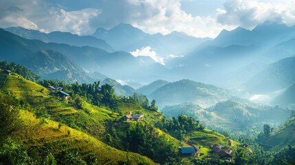 Naklejka premium Beautiful landscape with mountain view on the train