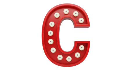 Isolated Red Letter C with Bulbs