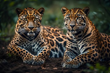 Obraz premium ia generated. close up of a leopard. close up of a jaguar. portrait of a leopard. portrait of a bengal tiger