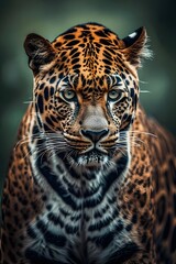 Obraz premium ia generated. close up of a leopard. close up of a jaguar. portrait of a leopard. portrait of a bengal tiger