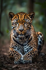 Fototapeta premium ia generated. close up of a leopard. close up of a jaguar. portrait of a leopard. portrait of a bengal tiger