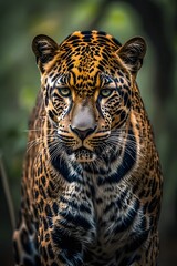 Obraz premium ia generated. close up of a leopard. close up of a jaguar. portrait of a leopard. portrait of a bengal tiger