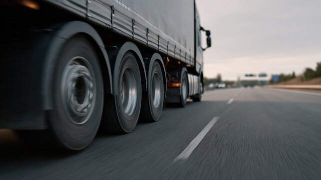 Sleek semi-truck roars along twilight highway, capturing the essence of Wanderlust Day and Truckers Appreciation Week adventures