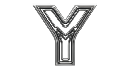 Isolated metallic letter Y