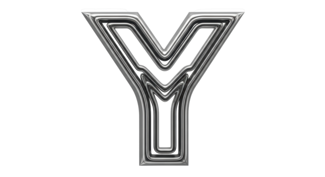 Isolated metallic letter Y
