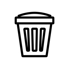 Contour icon of a closed garbage can, representing proper waste disposal and responsible waste management