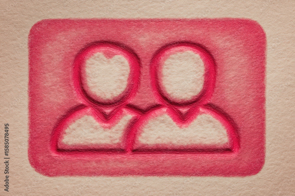 Poster dual figures captured in soft texture embodying connection and affection emerging from vibrant backd