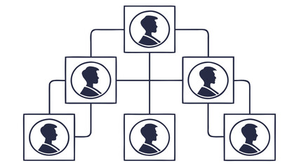 &ldquo;Org chart template with rectangular headshots (placeholders) connected by lines, clean layout, transparent background, no text&rdquo;


