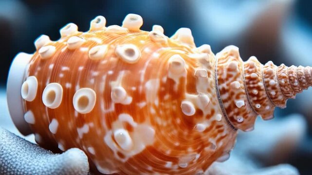 A close-up view of a shell on a rocky surface