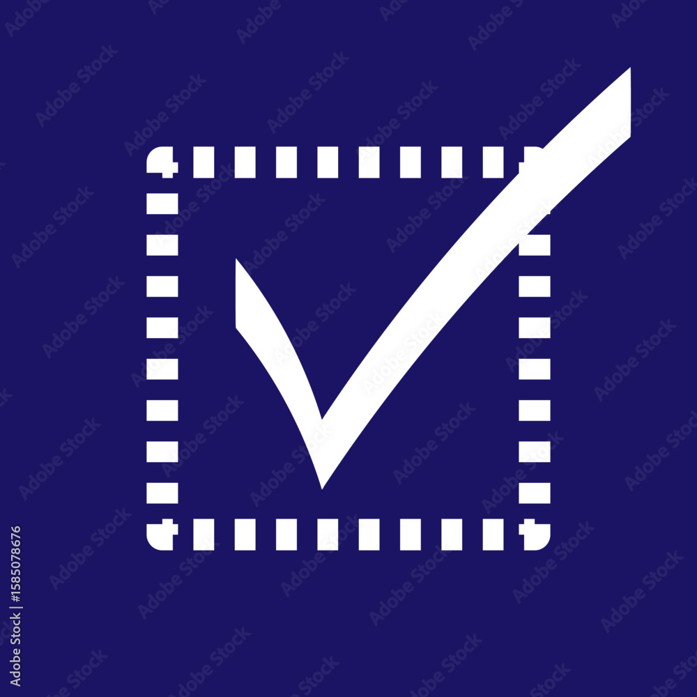 Poster positive green check mark vector icon in a box, a simple graphic symbol for a web button or design e