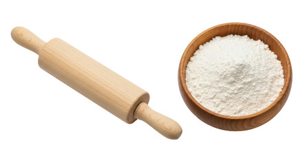 Isolated Flour and Rolling Pin