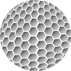 Abstract 3D hexagonal honeycomb pattern of metallic spheres, a futuristic geometric vector grid for a technology background