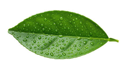 Isolated Green Leaf with Water Droplets