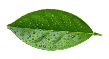 Isolated Green Leaf with Water Droplets
