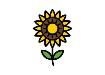 Sunflower flower Vector, Sunflower Icon Illustration