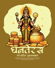 Happy Dhanteras Celebration Indian Festival Dhanatrayodashi Diwali First Day Illustration or Social Media Template