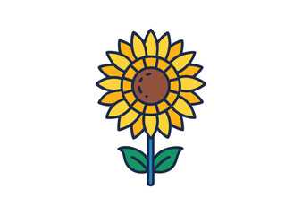 Obraz premium Sunflower flower Vector, Sunflower Icon Illustration