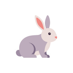 Fototapeta premium A charming grey rabbit illustrated in a modern flat design. This cute bunny character is isolated on a white background.