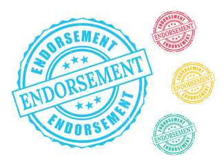 Endorsement Approved Stamp Set, Grunge Rubber Certified Label Vectors  