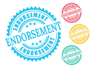 Endorsement Seal Pack, Grunge Rubber Official Recognition Vector Labels  